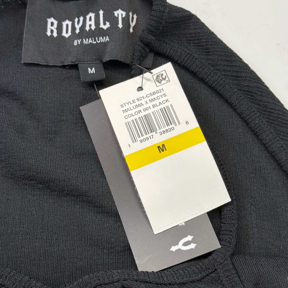 Royalty by Maluma Halter‎ Top Ruched Keyhole Sleeveless Black Top Size M NEW - Picture 4 of 7